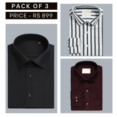 Shirt Happens: 3-Pack Men’s Stylish Formal Shirts – 100% Cotton, Full Sleeves with Pockets (FS-72)