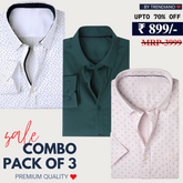 Office Essentials: 3-Pack Premium Cotton Formal Shirts – Tailored Fit, Full Sleeves & Pockets (FS-40 )