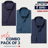 Office Essentials: 3-Pack Premium Cotton Formal Shirts – Tailored Fit, Full Sleeves & Pockets ( FS-158)
