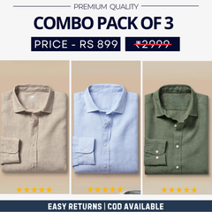 Combo Pack of 3 Men’s Formal Shirts – Stylish & Versatile Collection (Half & Full Sleeves, With/Without Pockets) (FS-51)