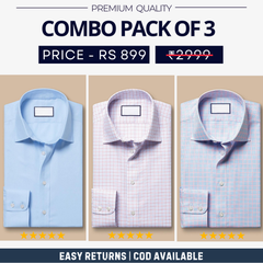 Combo Pack of 3 Men’s Formal Shirts – Stylish & Versatile Collection (Half & Full Sleeves, With/Without Pockets) (FS-54)