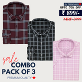 Office Essentials: 3-Pack Premium Cotton Formal Shirts – Tailored Fit, Full Sleeves & Pockets ( FS-166)