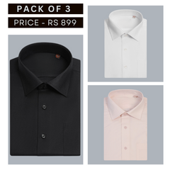 Shirt Happens: 3-Pack Men’s Stylish Formal Shirts – 100% Cotton, Full Sleeves with Pockets (FS-77)