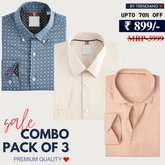 Office Essentials: 3-Pack Premium Cotton Formal Shirts – Tailored Fit, Full Sleeves & Pockets (FS-36 )