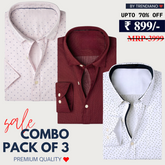 Office Essentials: 3-Pack Premium Cotton Formal Shirts – Tailored Fit, Full Sleeves & Pockets (FS-38 )