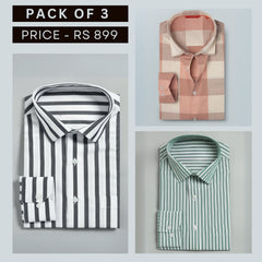 Shirt Happens: 3-Pack Men’s Stylish Formal Shirts – 100% Cotton, Full Sleeves with Pockets (FS-66)