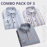 Premium Imported 100% High Quality Striped Shirt | Full/Half Sleeve | With Pocket | (FS-117)