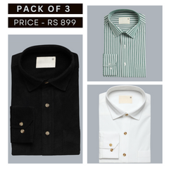 Shirt Happens: 3-Pack Men’s Stylish Formal Shirts – 100% Cotton, Full Sleeves with Pockets (FS-73)