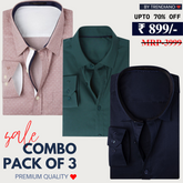 Office Essentials: 3-Pack Premium Cotton Formal Shirts – Tailored Fit, Full Sleeves & Pockets (FS-39 )