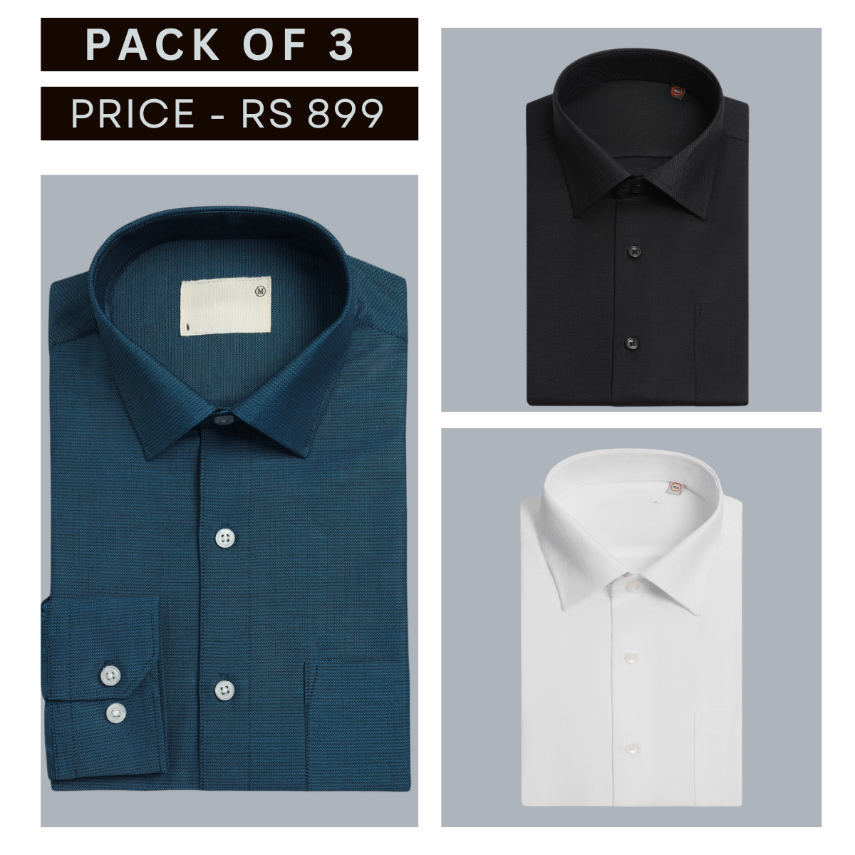 Shirt Happens: 3-Pack Men’s Stylish Formal Shirts – 100% Cotton, Full Sleeves with Pockets (FS-75)