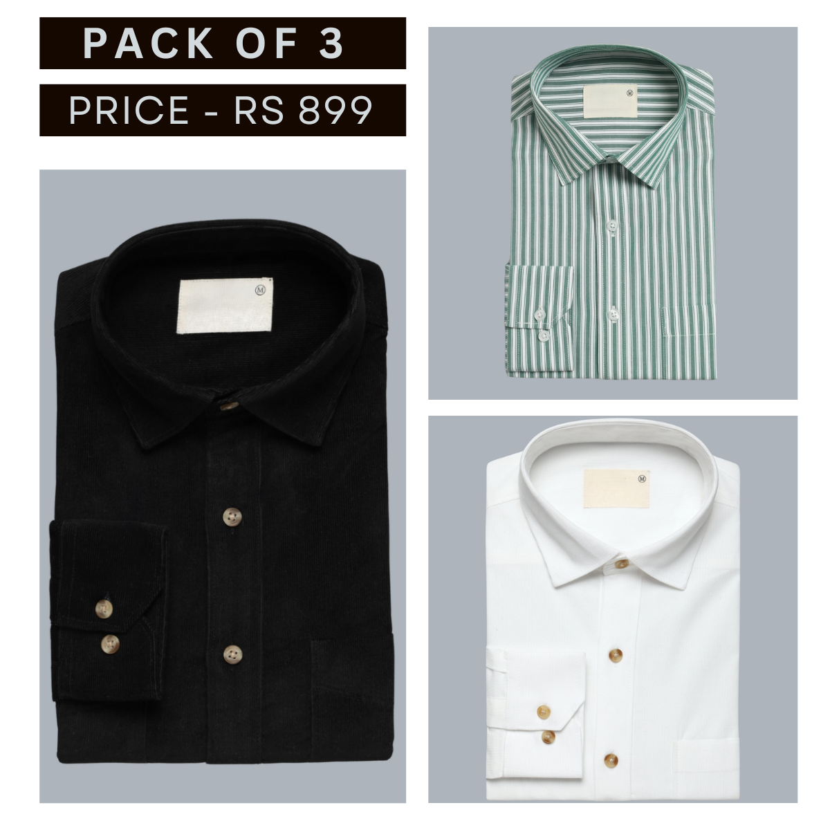 Shirt Happens: 3-Pack Men’s Stylish Formal Shirts – 100% Cotton, Full Sleeves with Pockets (FS-73)